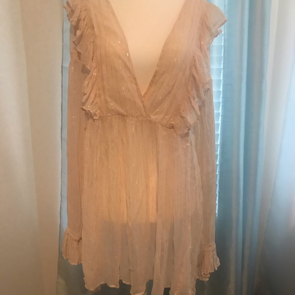 Mauve Sheer Long Sleeve Blouse